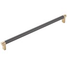 12" Centers Appliance Pull Rectangular Stem in Satin Brass And Smooth Bar in Flat Black