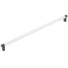 18" Centers Appliance Pull Rectangular Stem in Flat Black And Knurled Bar in Polished Chrome