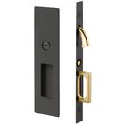 Narrow Modern Rectangular Privacy Pocket Door Mortise Lock in Flat Black