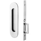 Narrow Modern Oval Mortise Passage Pocket Door Hardware in Polished Chrome