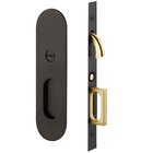 Narrow Modern Oval Privacy Pocket Door Mortise Lock in Oil Rubbed Bronze