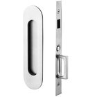 Narrow Modern Oval Dummy Pocket Door Mortise Hardware in Polished Chrome