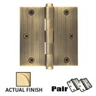 3-1/2" X 3-1/2" Square Steel Residential Duty Hinge in Satin Brass (Sold In Pairs)