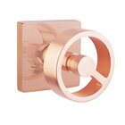 Privacy Square Rosette with Right Handed Spoke Knob in Satin Rose Gold