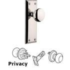 Complete Privacy Set - Fifth Avenue Plate with Fifth Avenue Knob in Polished Nickel