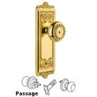 Windsor Plate Passage with Parthenon knob in Lifetime Brass