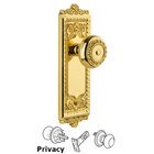 Windsor Plate Privacy with Parthenon knob in Polished Brass