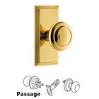 Grandeur Carre Plate Passage with Circulaire Knob in Polished Brass