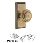 Grandeur Carre Plate Passage with Circulaire Knob in Vintage Brass