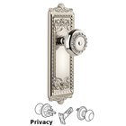 Windsor Plate Privacy with Parthenon knob in Polished Nickel
