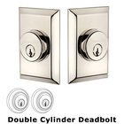 Grandeur Double Cylinder Deadbolt with Fifth Avenue Plate in Polished Nickel