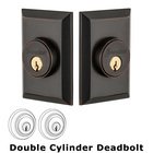 Grandeur Double Cylinder Deadbolt with Fifth Avenue Plate in Timeless Bronze