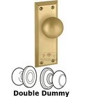 Double Dummy Knob - Fifth Avenue Plate with Fifth Avenue Door Knob in Polished Brass