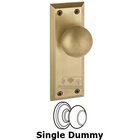 Single Dummy Knob - Fifth Avenue Plate with Fifth Avenue Door Knob in Vintage Brass