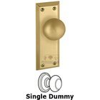 Single Dummy Knob - Fifth Avenue Plate with Fifth Avenue Door Knob in Polished Brass