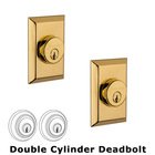 Grandeur Double Cylinder Deadbolt with Fifth Avenue Plate in Lifetime Brass