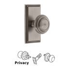 Grandeur Carre Plate Privacy with Circulaire Knob in Antique Pewter