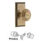Grandeur Carre Plate Privacy with Circulaire Knob in Vintage Brass