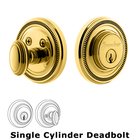 Grandeur Single Cylinder Deadbolt with Soleil Plate in Lifetime Brass