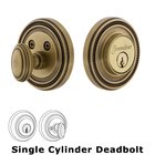 Grandeur Single Cylinder Deadbolt with Soleil Plate in Vintage Brass