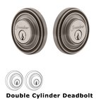 Grandeur Double Cylinder Deadbolt with Soleil Plate in Antique Pewter