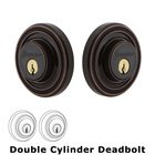 Grandeur Double Cylinder Deadbolt with Soleil Plate in Timeless Bronze