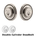 Grandeur Double Cylinder Deadbolt with Soleil Plate in Polished Nickel