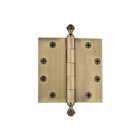 4 1/2" Acorn Tip Heavy Duty Hinge with Square Corners in Vintage Brass