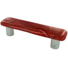 3" Centers Handle in Fractures Brick Red with Aluminum base