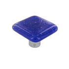 1 1/2" Knob in Fractures Cobalt Blue with Aluminum base