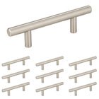 10 Pack of 3" Centers Steel Bar Pull with Beveled Ends in Satin Nickel
