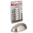 6-Pack of 3" Centers Cup Pulls in Satin Nickel