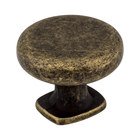 1 3/8" Diameter Forged Look Flat Bottom Knob in Distressed Antique Brass