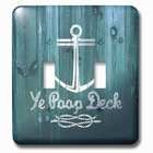 Double Toggle Wallplate With Ye Poop Deckfunny Anchor Design On Blue Wood Effectnot Real Wood