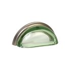 3" (76mm) Centers Cup Pull in Transparent Green/Brushed Nickel