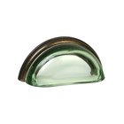 3" (76mm) Centers Cup Pull in Transparent Green/Oil Rubbed Bronze