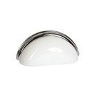 3" (76mm) Centers Glass Bin Pull in Milk White/Polished Chrome