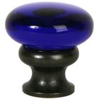 1 1/4" (32mm) Mushroom Glass Knob in Transparent Cobalt/Oil Rubbed Bronze
