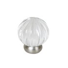 1 1/4" (32mm) Diameter Melon Glass Knob in Transparent Clear/Brushed Nickel