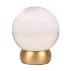 1 1/8" Diameter Glass Knob in Transparent Clear and Brushed Brass