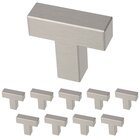 1-1/4" (32mm) Simple Modern Square Bar Knob (10 Pack) in Stainless Steel