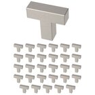 1-1/4" (32mm) Simple Modern Square Knob (30 Pack) in Stainless Steel