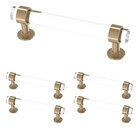 (5 Pack) 3 3/4" (96mm) Centers Francisco Acrylic Bar Pull in Champagne Bronze & Clear