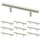 (10 Pack) 3" (76mm) Centers Simple Round Bar Pull in Stainless Steel