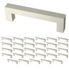 (30 Pack) 3 3/4" (96mm) Centers Simple Modern Square Pull in Stainless Steel
