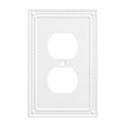 Classic Beaded Single Duplex Wall Plate in Pure White