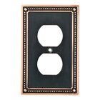 Classic Beaded Single Duplex Wall Plate in Bronze With Copper Highlights
