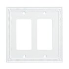 Classic Beaded Double GFI/Rocker Wall Plate in Pure White