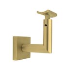 Square Mount Base and Tubular Arm with Curve Clamp Concrete Mounted Hand Rail Bracket in Satin Brass