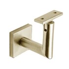 Square Mount Base and Tubular Arm with Flat Clamp Glass Mounted Hand Rail Bracket in Satin Brass